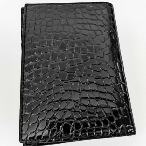 Nip luxury VS black midnight blue vegan croc passport cover limited ed gold logo - Picture 3 of 4